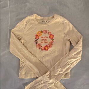 PacSun Cream Floral Graphic Long Sleeve Tee